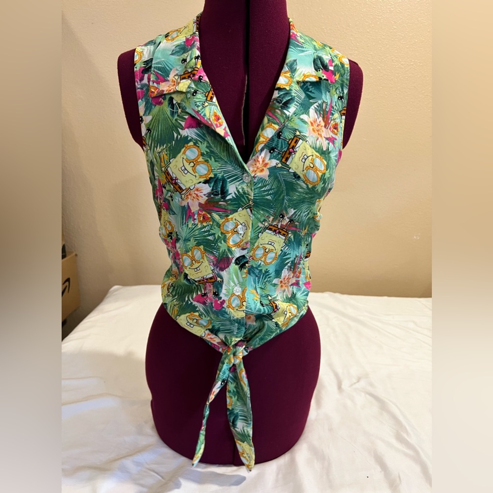 SpongeBob tiki Hawaiian top
